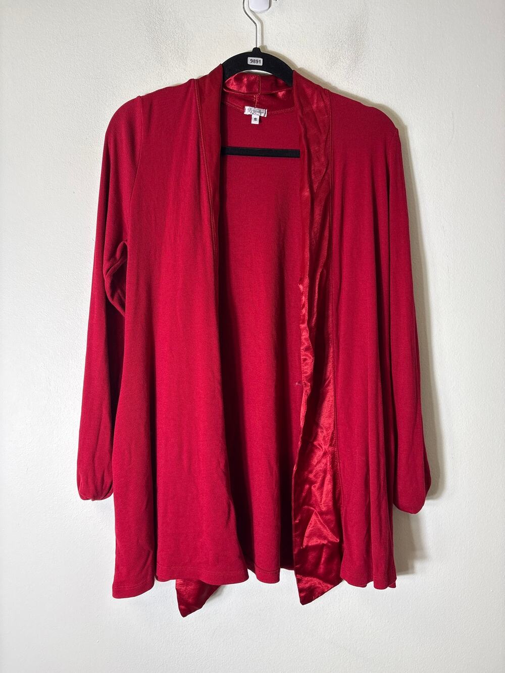 PJ Harlow Red Knit Satin Trim Cardigna XS/S